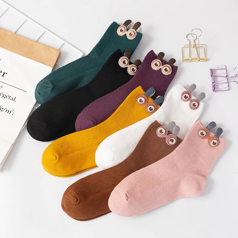 2020 New Socks Women's Girls's Big Eyes Spring and Autumn Japanese Style Lovely Sox Happy Funny | Женская одежда