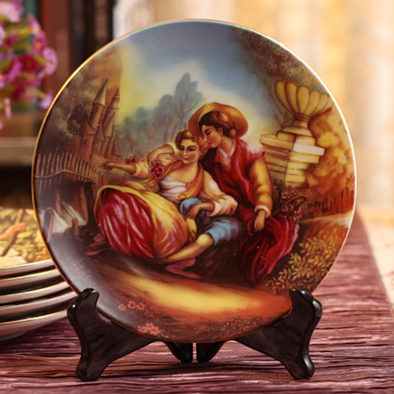 Европейские декоративные тарелки керамическая домашняя художественная тарелка картина маслом ремесло подвесное художественное украшение 8 дюймов