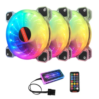 

COOLMOON Computer Case Cooling Fan, 12cm Case Fan RGB Adjustment Mute Transparent Computer Cooling Fan CPU Case Fan