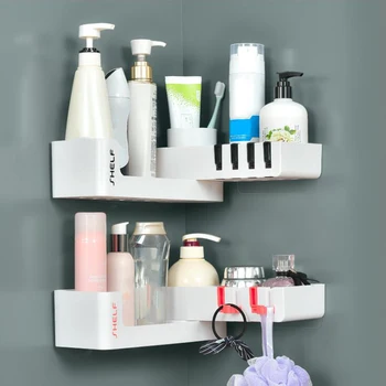 

210°Rotate Storage Holders Rack Bathroom Organizer With 4 Hook Wall The Goods For Kitchen Storage Organization Shelf