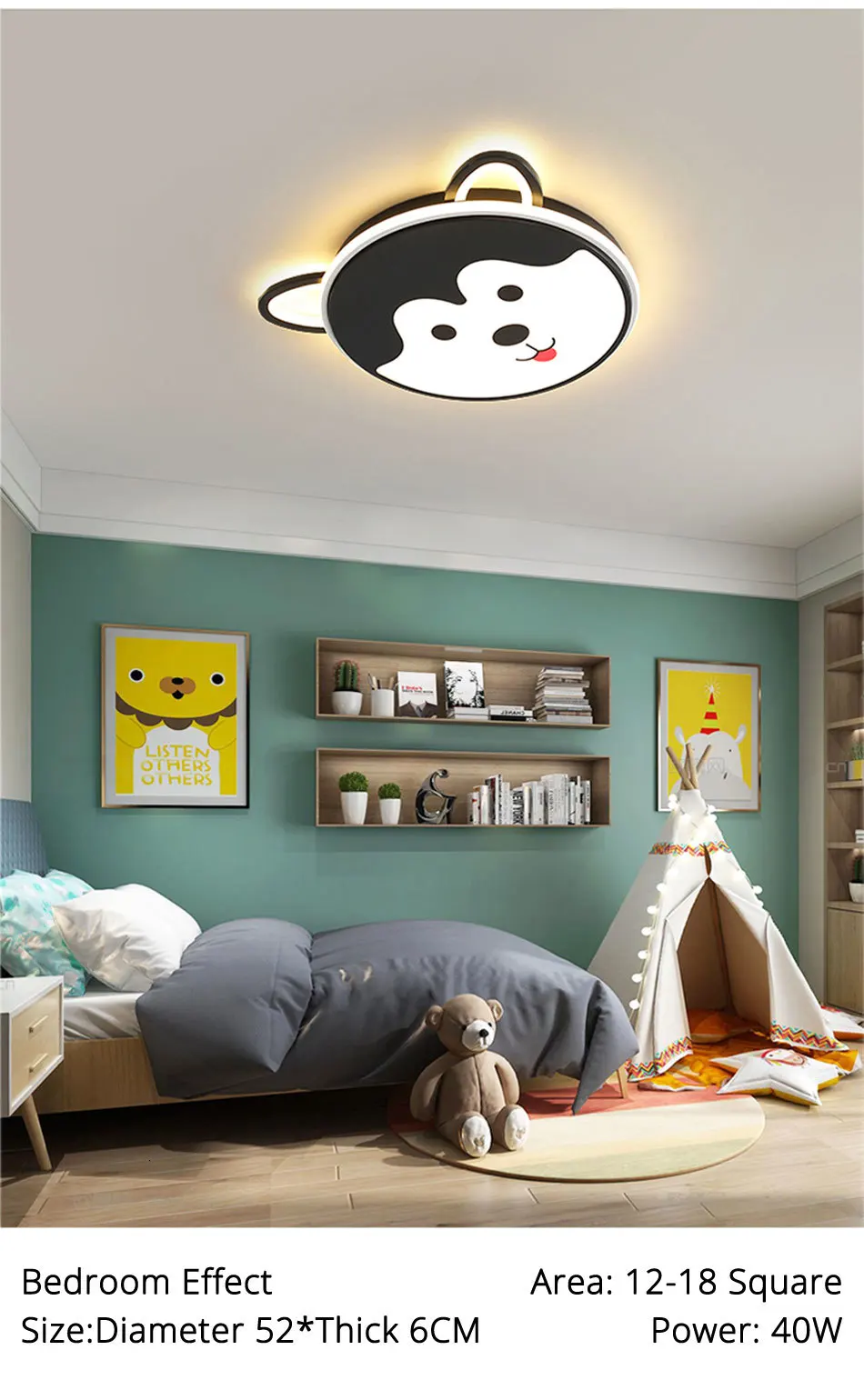 Светодиодный потолочный светильник детская комната мультфильм щенок мальчик девочка комната лампа теплый милый креативный светильник