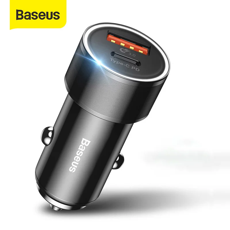 Быстрое зарядное устройство Baseus с двумя USB портами 36 Вт QC 3 0 автомобильное быстрое