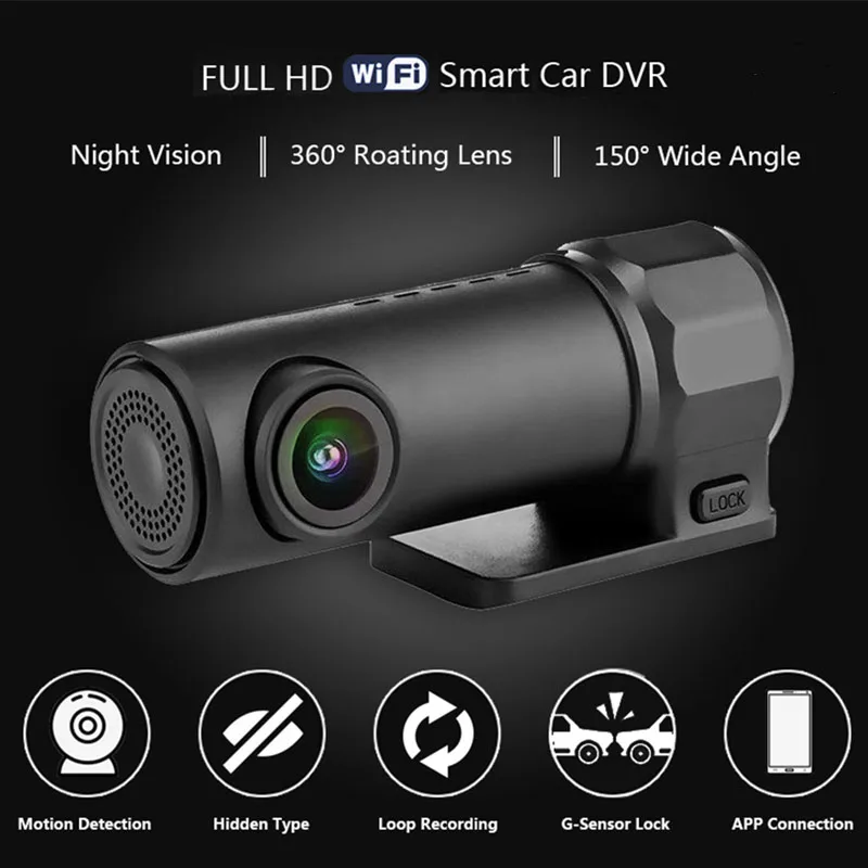 Vikewe 360 градусов Мини WiFi Автомобильный видеорегистратор Камера HD 1080P ночного видения видеорегистратор умный авто видео регистратор g-сенсор