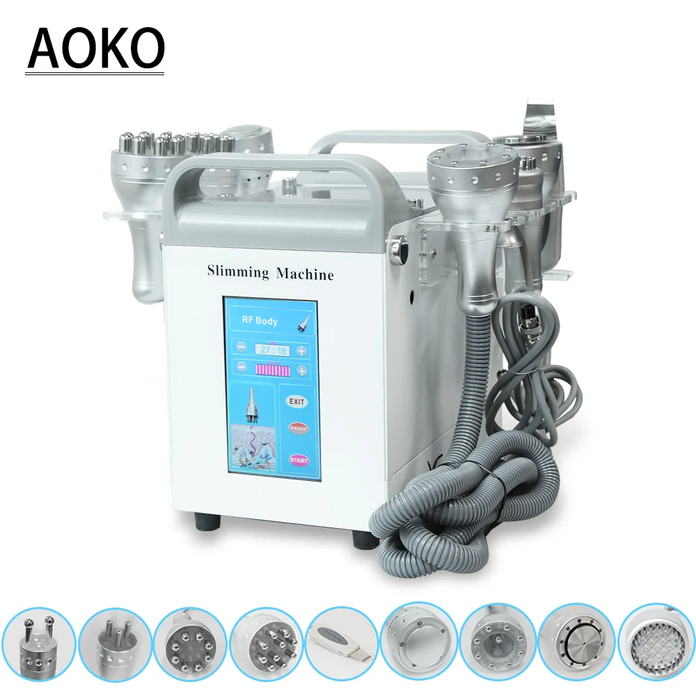 AOKO 9in1 Professional 40K Cavitation Machine Vacuum Slimming Machine LED Photon RF Radio Frequency Beauty Machine Cold Hammer