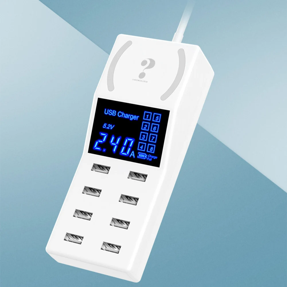 

8 USB Ports Charger Power Adapter LED Screen Fast Charging 40W for Phone GV99