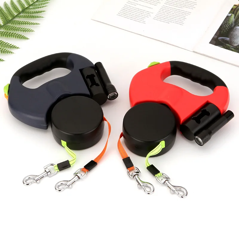 Double Dog Leash Retractable Roulette Leash Pet Walking Lead Small And Big Dog Traction Rope 3M Long Leashes For Two Dogs