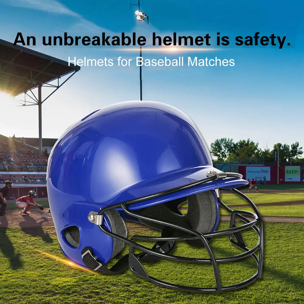 

FDBRO Softball Fitness Body Fitness Equipment Shield Head Protector Face Baseball Helmets Hit Binaural Baseball Helmet Wear Mask
