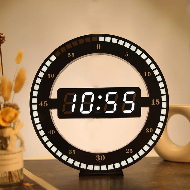 Светодиодный настенные часы, современный дизайн, двойное использование, затемнение, цифровой круговой фотоэлемент, часы для украшения дома, цифровые часы
