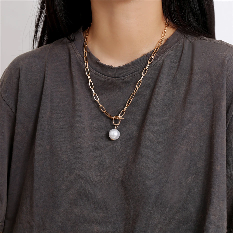 New Punk Pearl Pendant Choker Necklaces For Women Lover's Chain Initial Necklace Wedding Party Bar Charm Jewelry Wholesale | Украшения