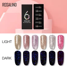 ROSALIND 7 мл гель набор 6 шт. светящийся розовый Золотой набор Гибридный лак все для маникюра Платиновый гель лак УФ светодиодный набор для ногтей