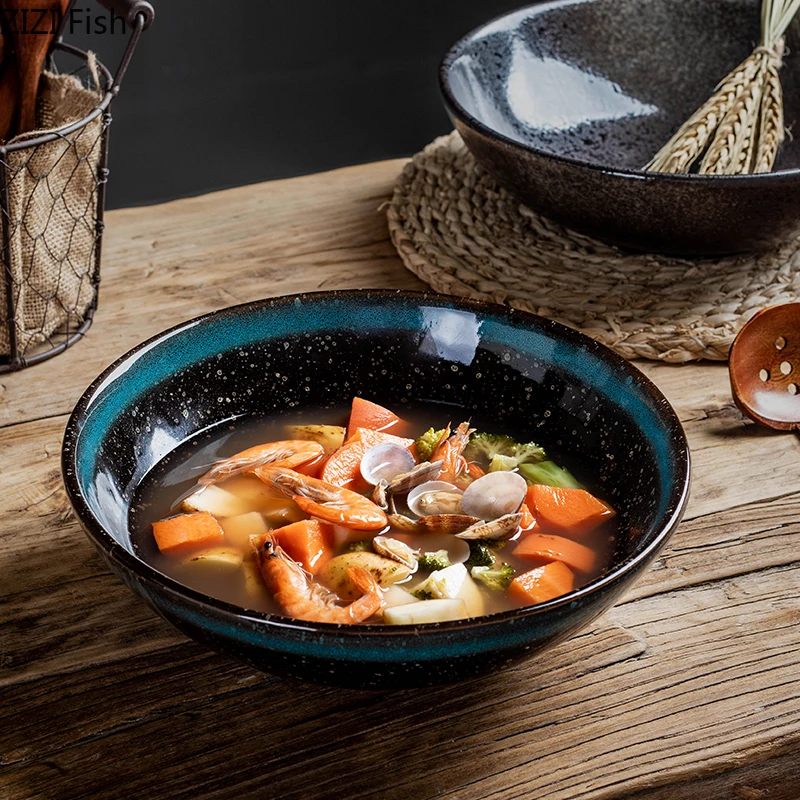Японская чаша Ramen керамическая миска для лапши креативная большая суповая миска для ресторана Бытовая ретро-емкость столовая посуда