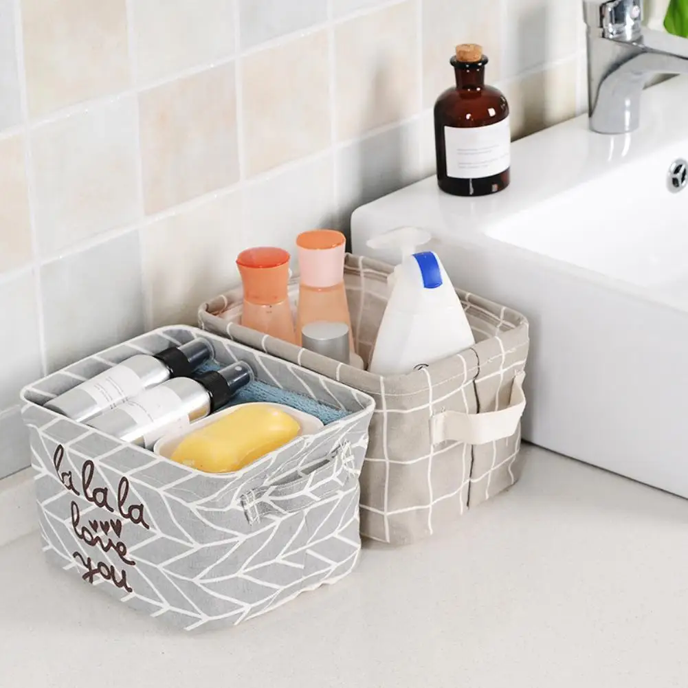 

Foldable Plaid Storage Toy Box Container Table Organizer Basket with Holders Sundries Debris Organizer Case