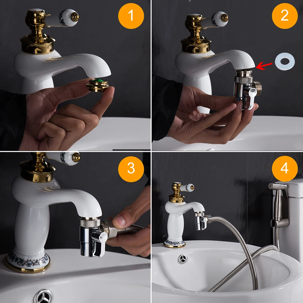 Ciencia Brass Sink Faucet Diverter Valve to Sink Hose Sprayer,Faucet Splitter for Kitchen,Sink Faucet Replacement Part M22 x M24