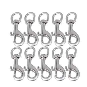 

10Pcs 75mm/2.95in Swivel-Eye Bolt Snap Hooks Stainless Steel Silver Multi-Function Spring Snap Joints