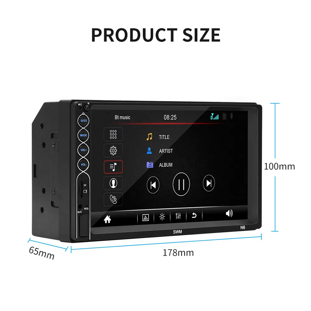 Автомагнитола Hd " сенсорный экран стерео Bluetooth 12 В 2 Din Fm Ios X-R Aux вход Авто Mp5 плеер Мультимедиа камера заднего вида