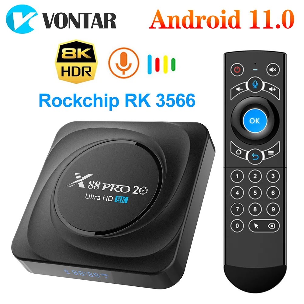 ТВ-приставка X88 PRO 20 Android 11 8 ГБ ОЗУ 128 4 64 32 Rockchip RK3566 поддержка Google Assistant Youtube