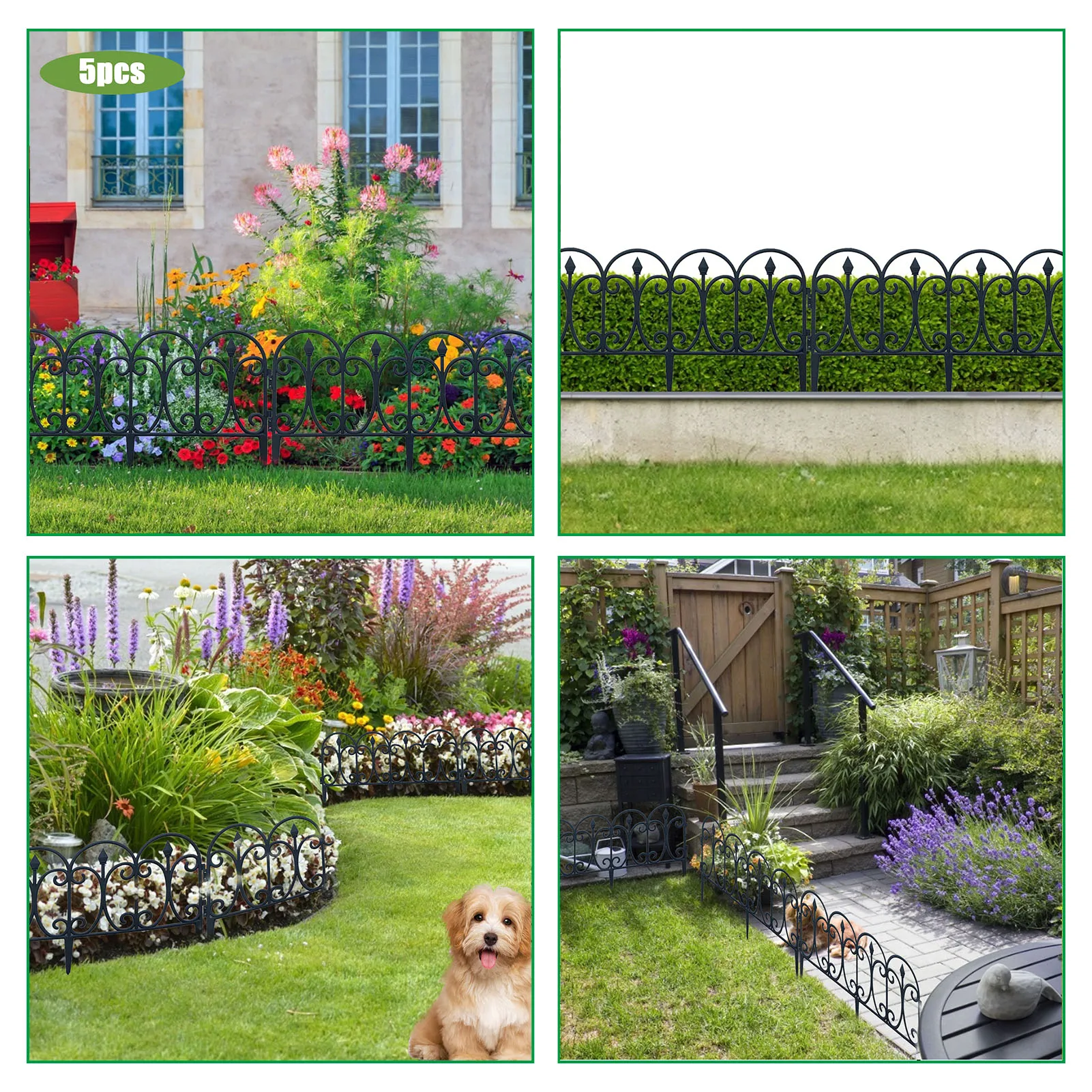 Valla de jardín de girasol, 6 piezas decorativas para borde de césped con  flores de plástico coloridas, borde de jardín para patio, balcón, exterior