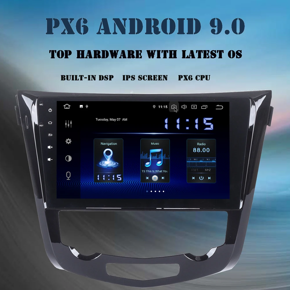 

10.2" IPS Android 9.0 Car radio GPS for Nissan X-Trail 2014 2015 2016 2017 PX6 DSP HDMI 2 din navigation with 4Gb+64Gb BT RDS