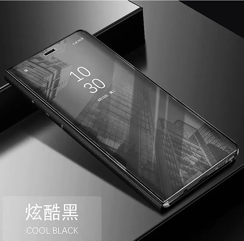Зеркальный умный чехол для телефона samsung Galaxy S9 S10 S8 Plus S7 Edge A10 A50 A70 откидной Чехол-подставка для samsung Note 9 8 10 Plus чехол - Цвет: Black