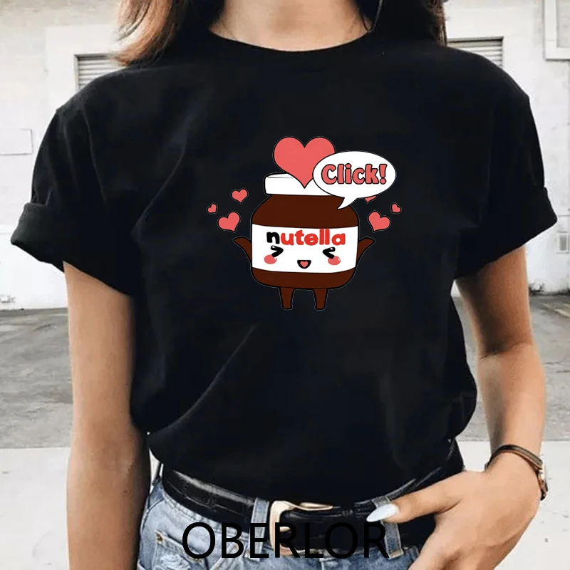 Женская футболка с принтом Nutella Kawaii модная в Корейском стиле милым графическим