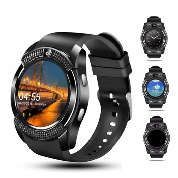 

Music Player Smart Watch For Men V8 Sim Card Android Camera Rounded Answer Call Dial Call Smartwatch Heart Rate Fitness Tracker