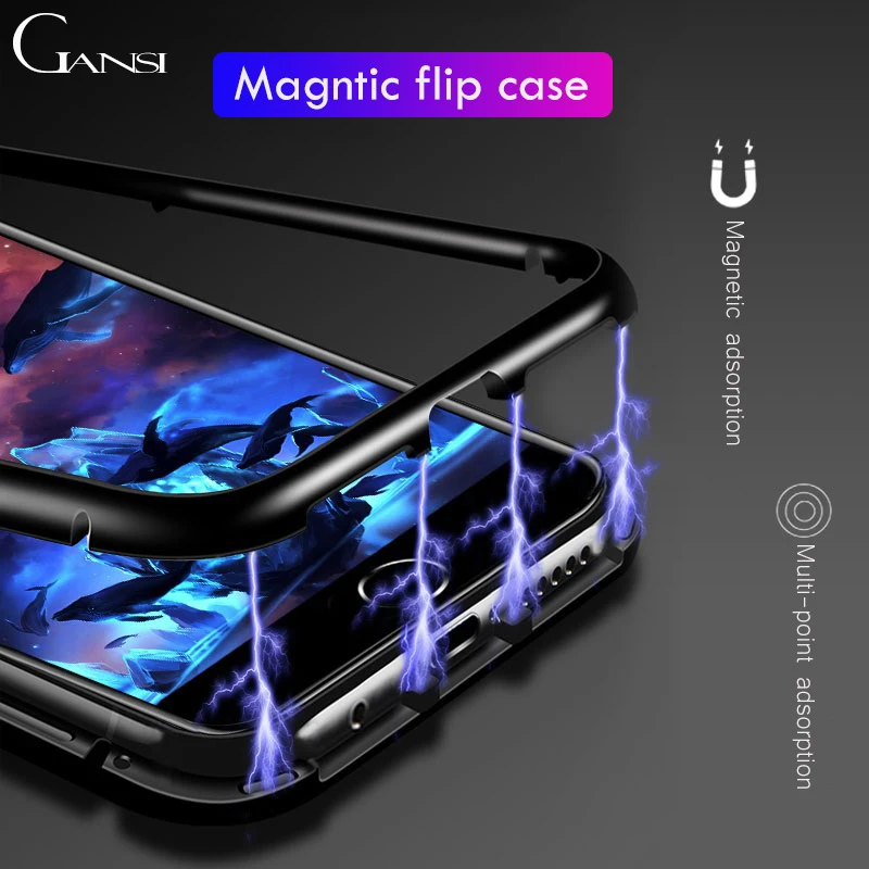 Адсорбционный металлический магнитный чехол для huawei P30 20 lite pro P smart mate 20X30 lite 10 20 Honor 8X 9X nova 3 3i Магнитный чехол