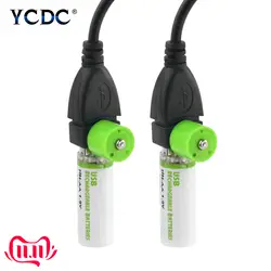 YCDC высокое качество 2 шт 1,2 V UM3 AA батарея 1450 mAh перезаряжаемые по USB батареи светодиодный индикатор с кабелем для игрушка-фонарь