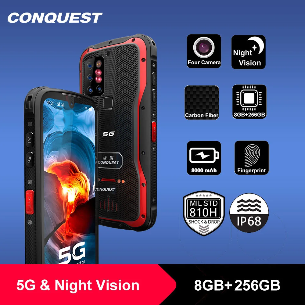 Новинка 2021 CONQUEST S20 смартфон с функцией ночного видения водозащита IP68 четыре