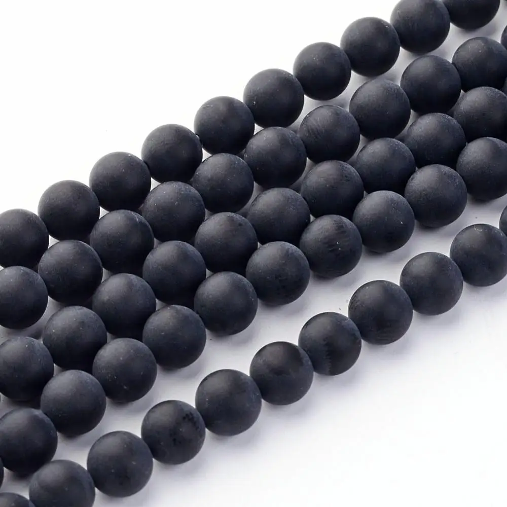 

Grade A Round Frosted Black Agate, Natural Gemstone Beads Strands, Black Agate Size: about 12mm in diameter, hole: 1.5mm