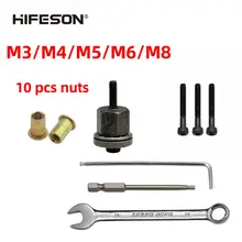 

Hand Rivet Nut Gun Head with 10PCS Nuts Simple Rivet Nut Installation Manual Riveter Nut Tool Accessory for Nuts M3 M4 M5 M6 M8