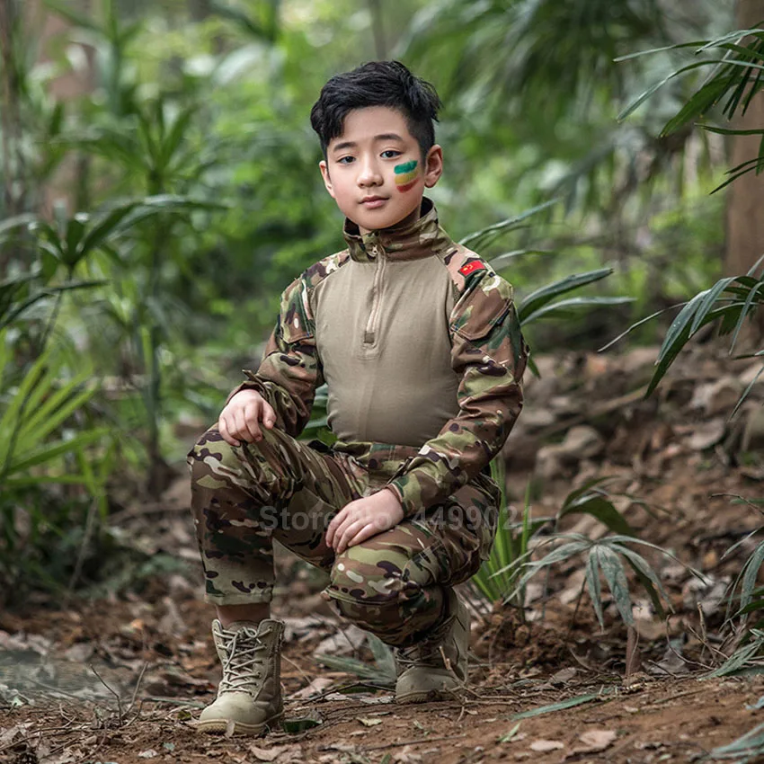  Kids Boys US Army Tactical Military Uniform Airsoft Camouflage Combat-Proven Shirts Pants Rapid Ass
