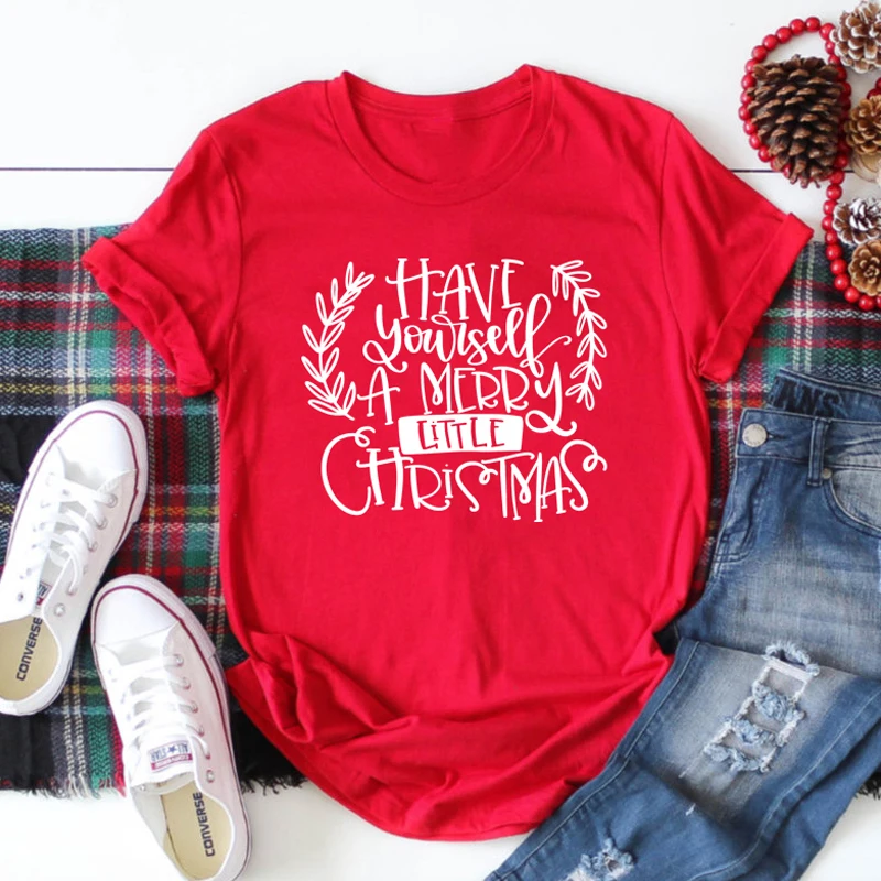 

Have Yourself A Merry Little Christmas T-shirt Vintage Crewneck Holiday Winter Tshirt Casual Graphic Women's Clothing Tops Tees