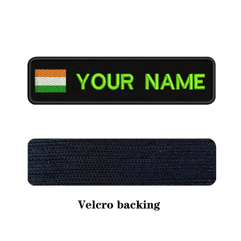 light green-Velcro Вышивка на заказ индийский флаг имя заплатка с текстом 10 см* 2,5 см значок Утюг на или липучке Подложка для одежды брюки рюкзак шляпа - Цвет: light green-Velcro