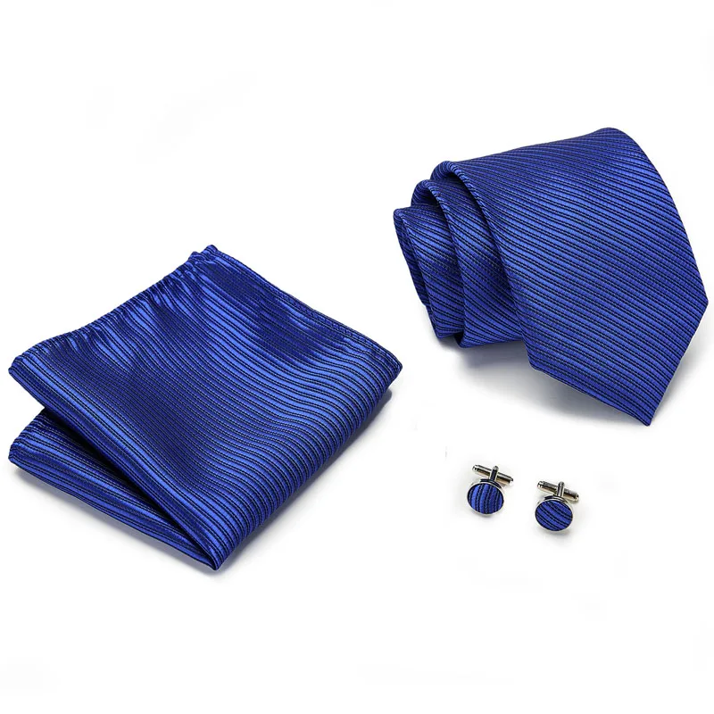 Модные галстуки классические мужские полосатые синие свадебные жаккардовые галстуки Тканые 8 см 100% шелк мужской галстук в полоску набор
