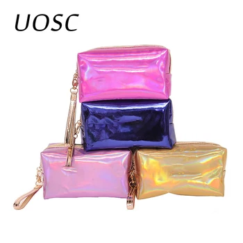 

UOSC Fashion Waterproof Laser Cosmetic Bags Women Neceser Make Up Bag PVC Pouch Wash Toiletry Bags Travel Organizer Case