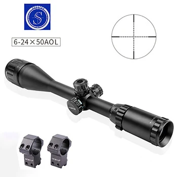 baratas Caça 6-24x50 Ao Ar Livre Caça Sniper Riflescope Retículo Rifle Sniper Escopo Para Tiro Vista