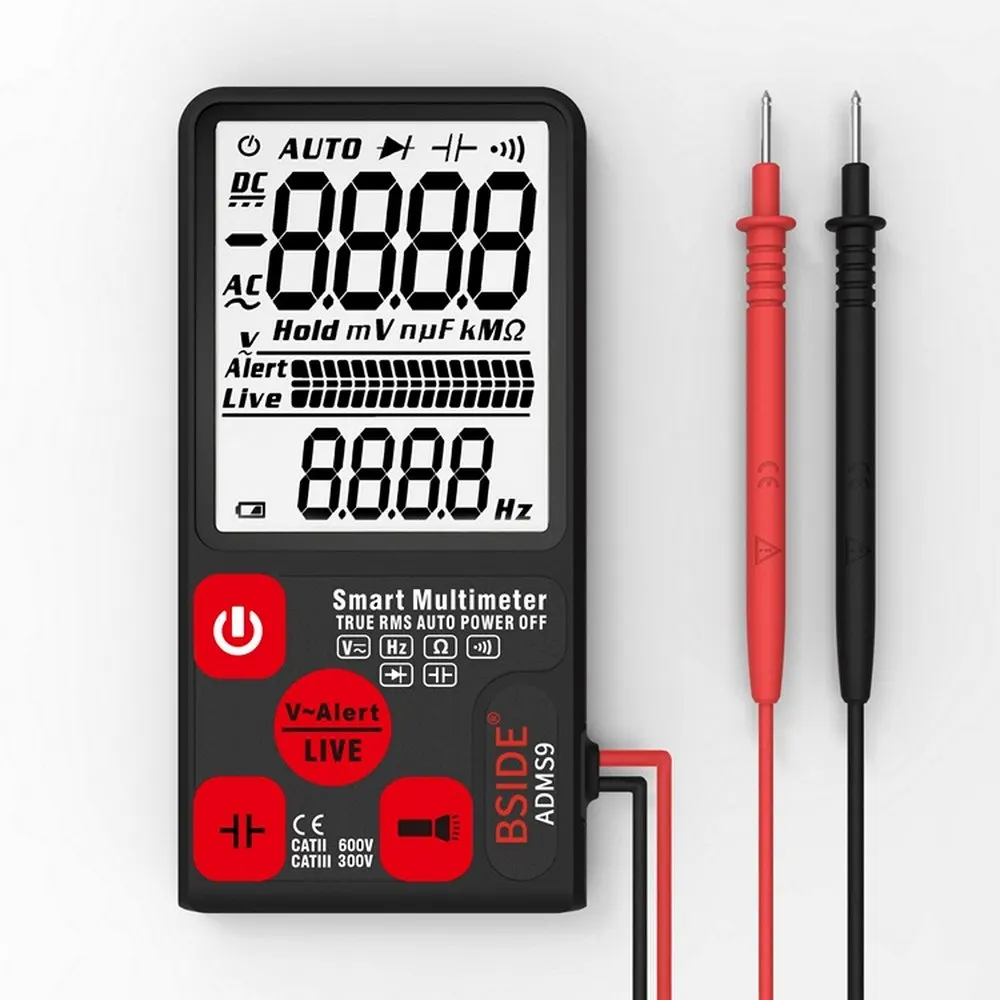 

ADMS9 9999 Ultra-portable Digital Multimeter True 3-Line Display Voltmeter AC Voltage NCV Resistance Ohm Hz Tester Multimetr
