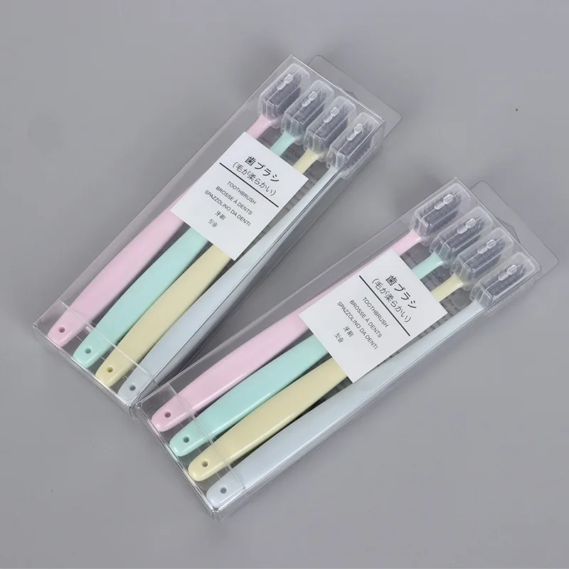

Japanese Style Candy-Colored Crystal Box Toothbrush Portable with Head Band Bamboo Charcoal Soft Bristle Travel Toothbrush 4 Ins