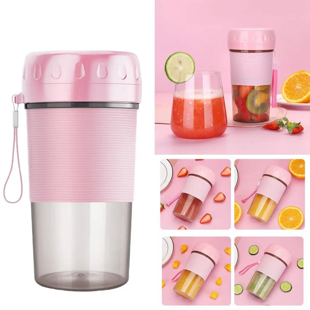 USB Electric Safety Juicer Cup Mini Portable Rechargeable 0.3L Water Bottle Personal Size Smoothies Shakes Ice Blender Mixer