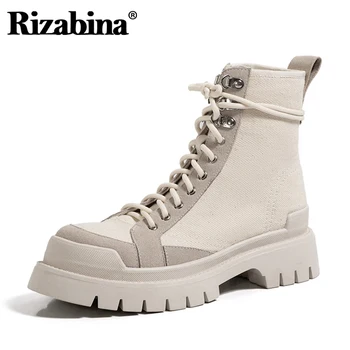 

Rizabina Women Ankle Boots Cross Strap Fashion Platform Thick Heel Shoes Woman Warm Winter Short Boot Lady Footwear Size 34-40