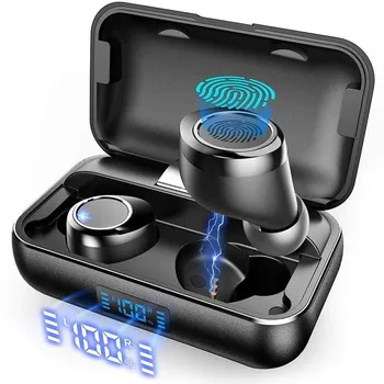 

Bluetooth 5.0 Wireless Earbuds IPX7 Waterproof TWS Hi-Fi Stereo Headphones 5000mAH Wireless Charging Case Built-in Mic Headset