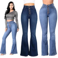 

New Women's Jeans High Waist Buttoned Wide Leg Jeans Women S-4XL Pantalones Vaqueros De Cintura Alta Para Mujer