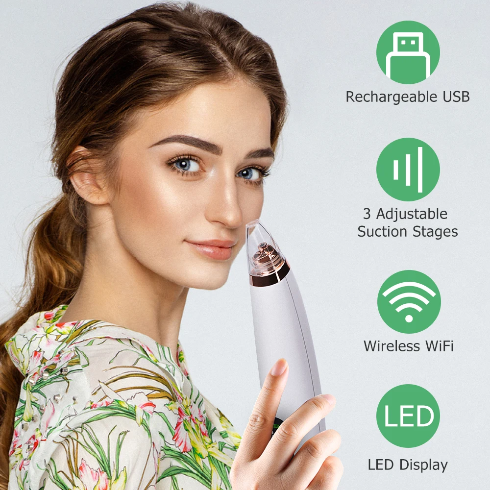Removedor de Cravo Limpo em Tempo Cuidados com a Pele sem Fio Wifi Visual Rosto Poros Profundos Mais Real Monitor Máquina Ferramentas Beleza Usb Carregamento 9 Sem fio wifi visual removedor de cravo