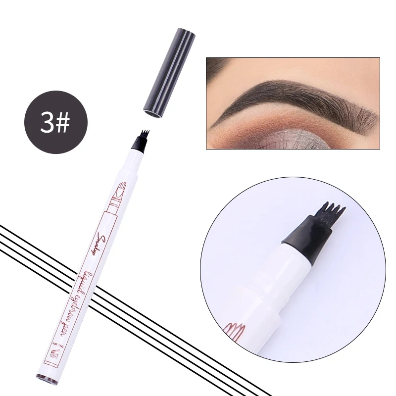 Gray Four Claw Eyebrow Pencil Waterproof Anti-fouling Lasting Easy To Color Micro Fork Tip Eyebrow Pencil - Цвет: Gray