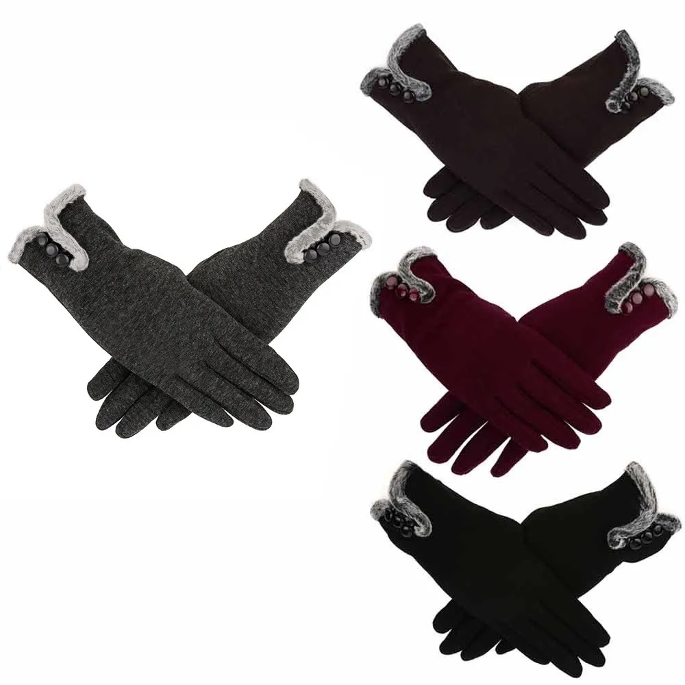 

Fashion Winter Mittens Women Hand Slip Elastic Cuff Warm Wrist Gloves Elegant Lady Bow-knot Glove Screen Soft Lining Gloves