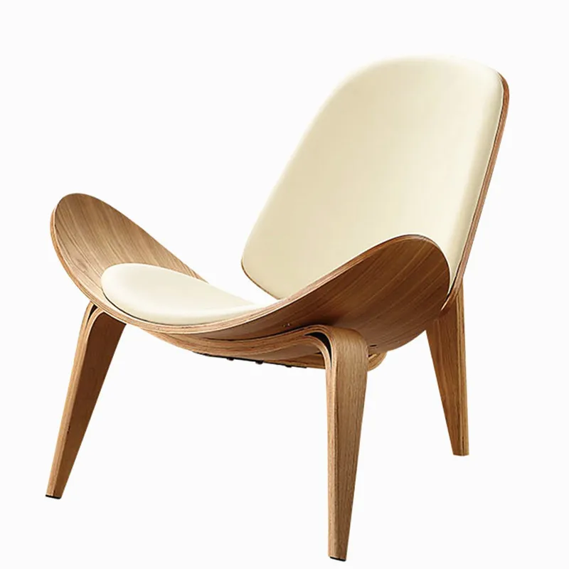 Ганс Вегнер стиль трехногий корпус стул ясень фанера черный искусственная кожа Мебель для гостиной Современная оболочка стул Реплика - Цвет: 1