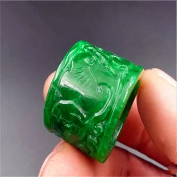 

Natural jade jade jade trigger refers to dry blue iron dragon raw jade Aa cargo ring full of green jade trigger finger ring of m