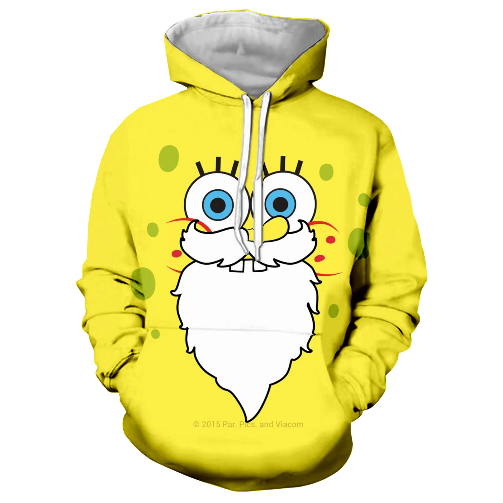 

2019 SpongeBob 3D cartoon print hooded pullover casual trend unisex pullover Gothic wind yellow men's hooded pullover