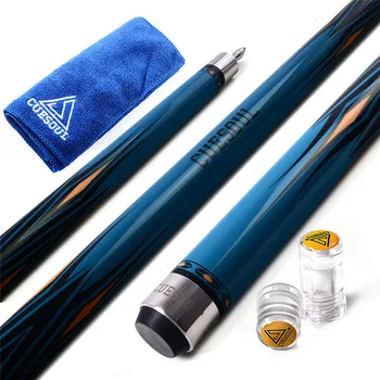 

2019 CUESOUL Professional 58" 19oz 11.5/12.75mm Cue Tip Maple Snooker Pool Cue Stick Set With Cue Towel Blue Color