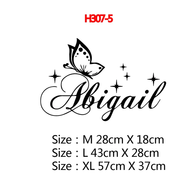 Personalized Custom Name Butterfly Wall Sticker Wallpaper For Nursery Kids Room Decoration Vinyl Stickers Bedroom Decals H307-5